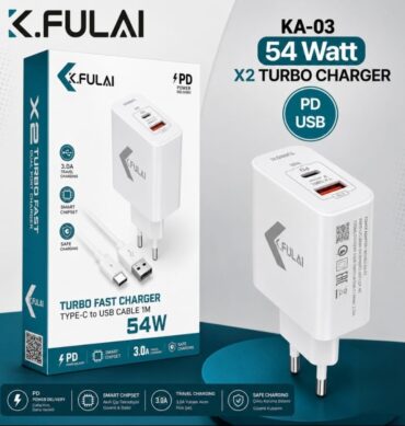 K.FULAI KA-03 54 Watt Turbo PD+USB TYPE-C Şarj Seti