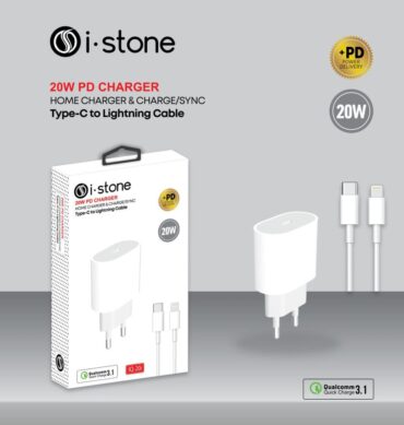 İ-STONE İQ-20İ 20 Watt Hızlı Şarj Adaptörü + TYPE-C To Lightning Kablo