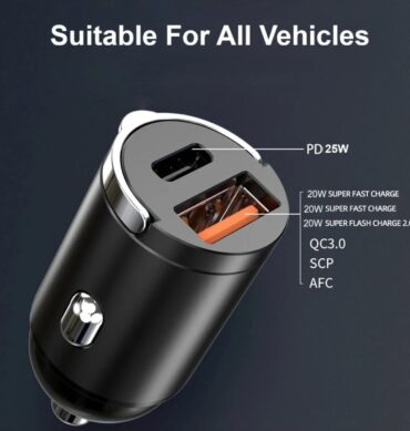45 Watt Gizli Araç Şarj Cihazı PD 25W + USB 20W QC 3.0 Hızlı Başlık - Ermer İletişim