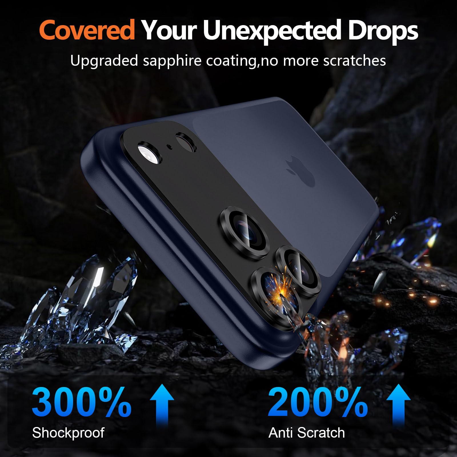 Black iPhone 17 Pro Max_04 Iphone 17 Pro İçin Tam Kaplayan Safir Kamera Koruma Lensi siyah