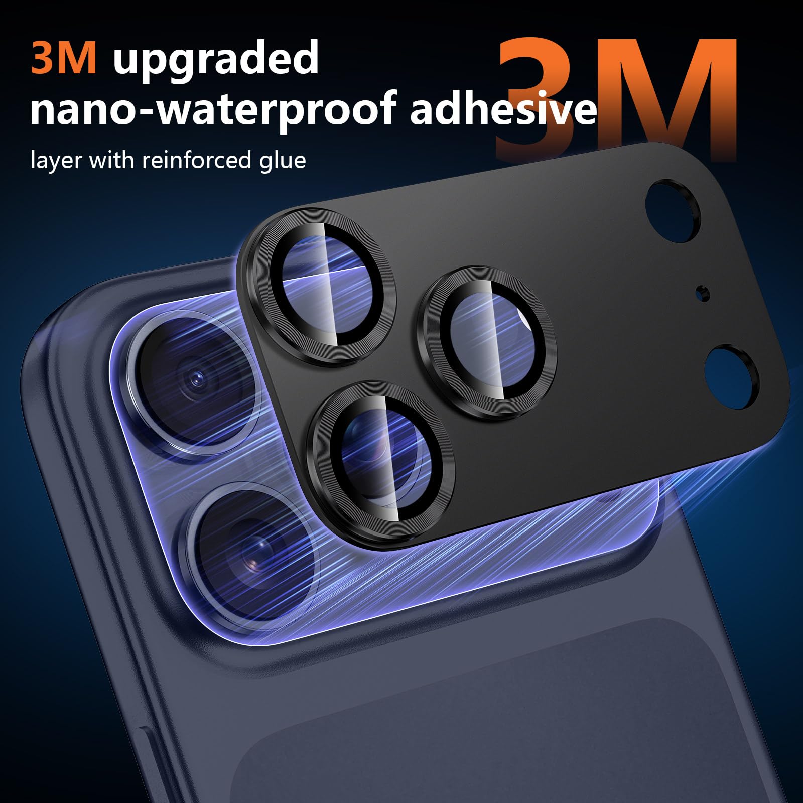 Black iPhone 17 Pro Max_05 Iphone 17 Pro İçin Tam Kaplayan Safir Kamera Koruma Lensi siyah