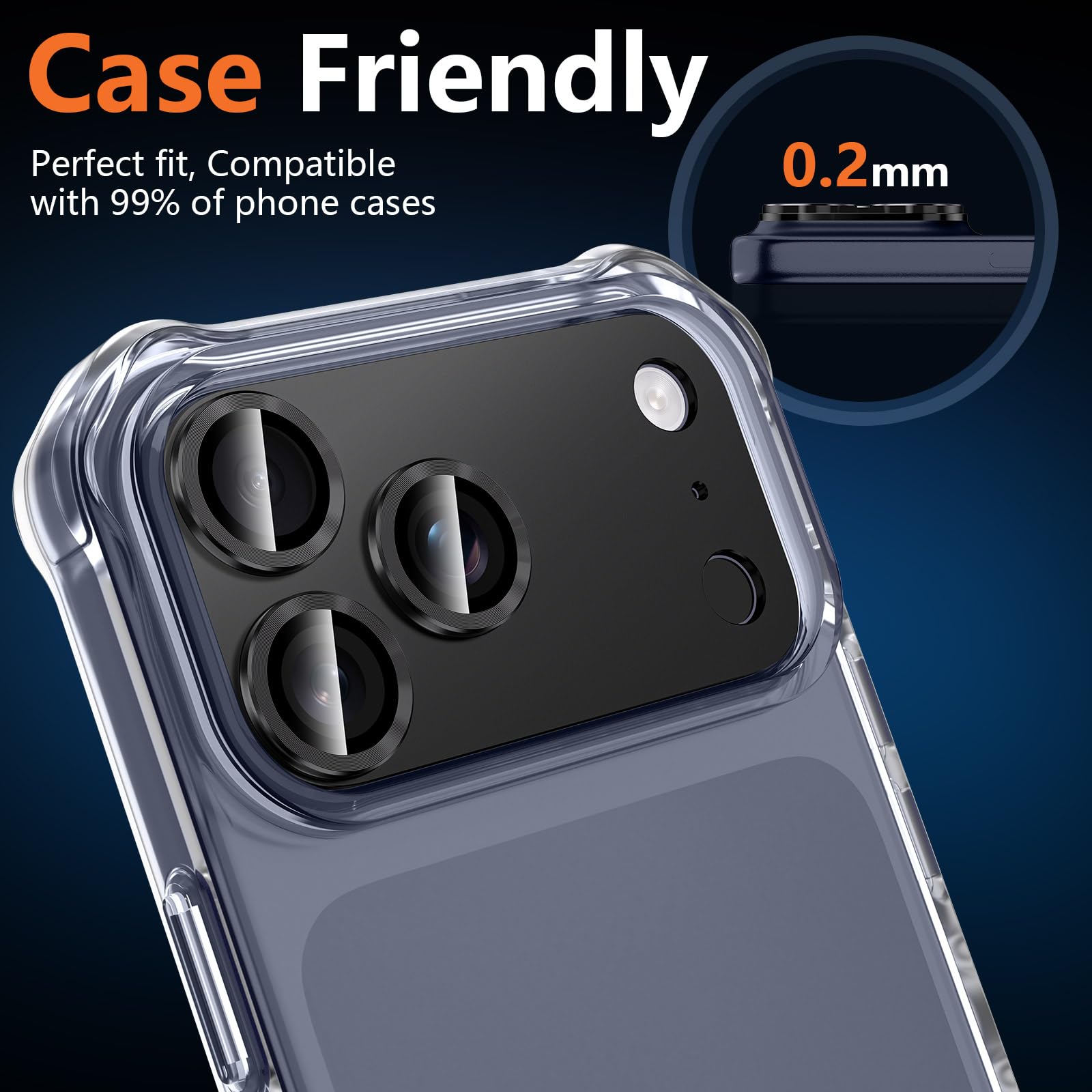 Black iPhone 17 Pro Max_06 Iphone 17 Pro İçin Tam Kaplayan Safir Kamera Koruma Lensi siyah