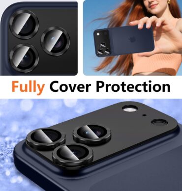 Iphone 17 Promax İçin Tam Kaplayan Safir Kamera Koruma Lensi siyah