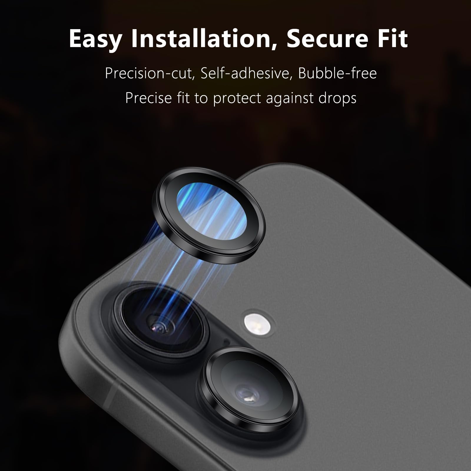 Black iPhone 17_04 Iphone 17 İçin Safir Kamera Koruma Lensi siyah