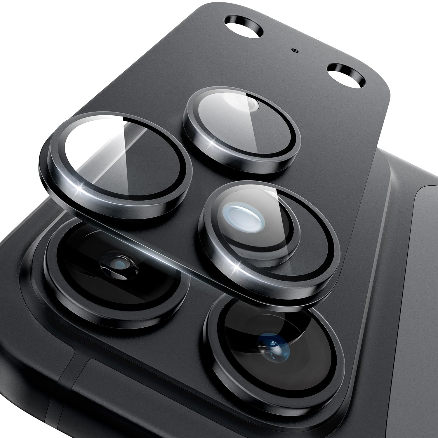 Black iPhone 18 Pro Max_01 Iphone 18 promax için tam kaplayan kamera koruma lensi siyah