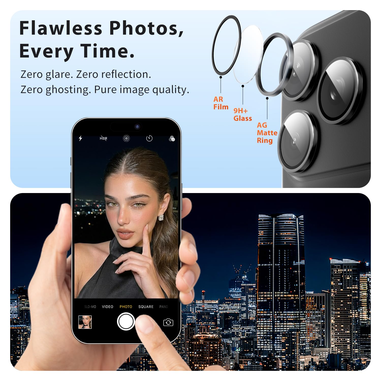 Black iPhone 18 Pro Max_04 Iphone 18 promax için tam kaplayan kamera koruma lensi siyah