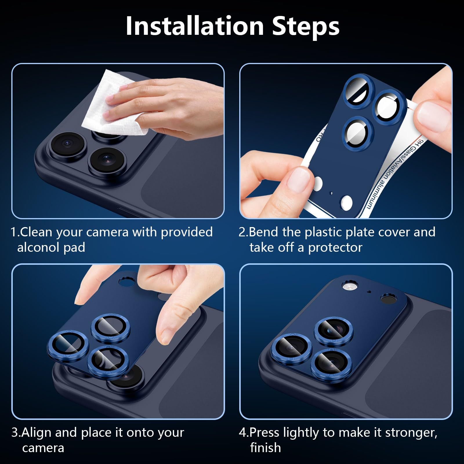 Blue iPhone 17 Pro_07 Iphone 17 Pro İçin Tam Kaplayan Safir Kamera Koruma Lensi lacivert