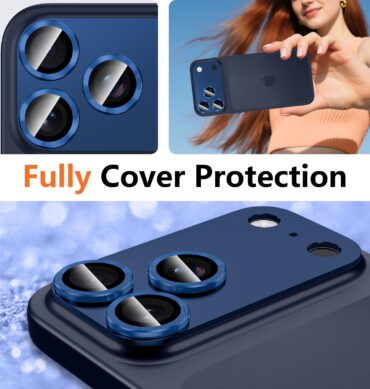 Iphone 17 Promax İçin Tam Kaplayan Safir Kamera Koruma Lensi lacivert
