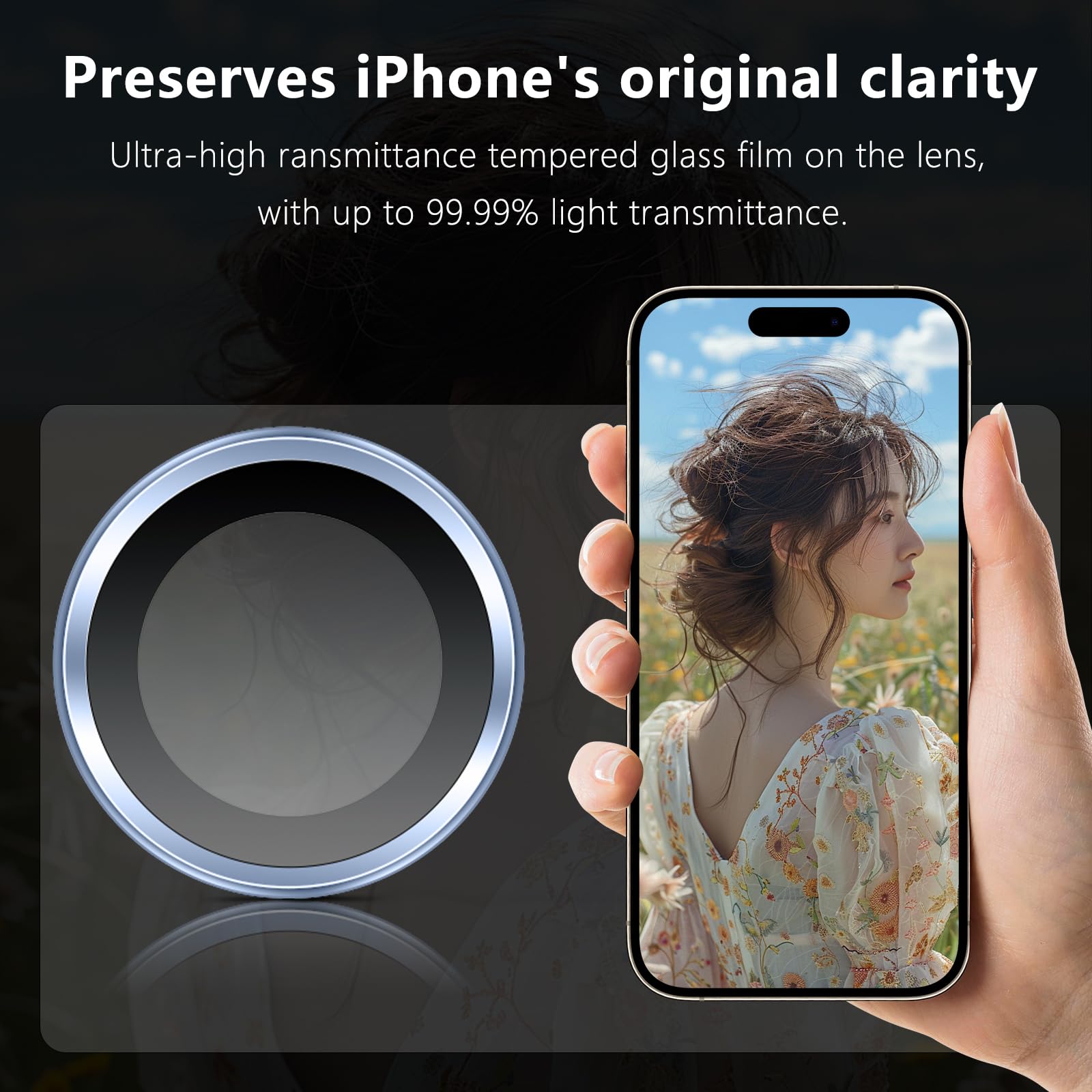 Iphone 17 İçin Safir Kamera Koruma Lensi Mavi