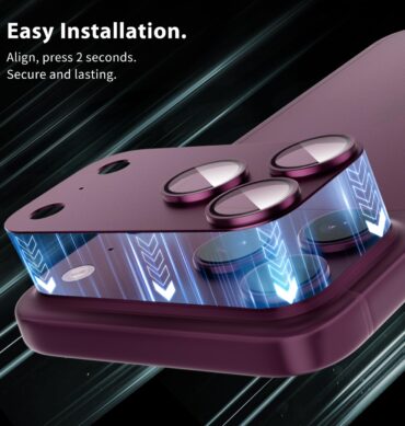 Iphone 18 Pro İçin Tam Kaplayan Safir Kamera Koruma Lensi bordo