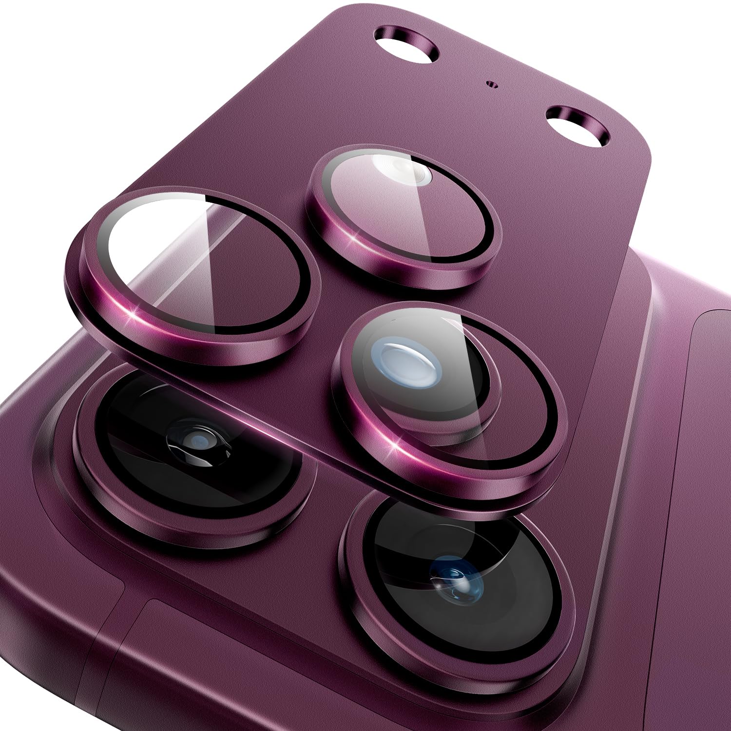 Iphone 18 Promax İçin Tam Kaplayan Safir Kamera Koruma Lensi bordo