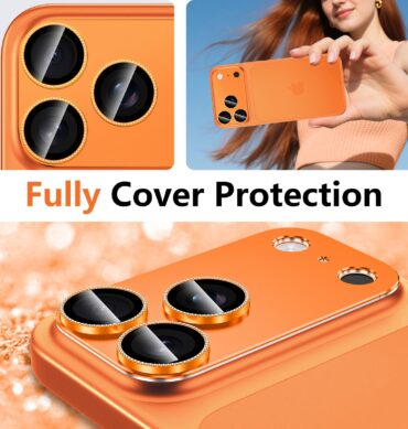 Iphone 17 Pro İçin Tam Kaplayan Safir Kamera Koruma Lensi turuncu