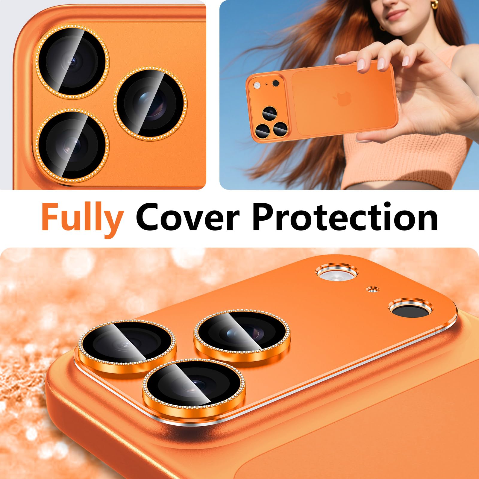 Cosmic Orange iPhone 17 Pro_08 Iphone 17 Pro İçin Tam Kaplayan Safir Kamera Koruma Lensi turuncu