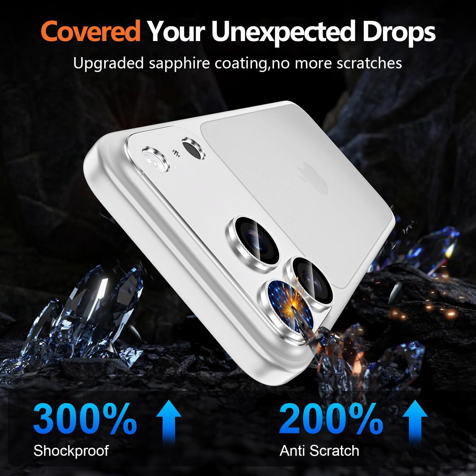 Iphone 17 Promax İçin Tam Kaplayan Safir Kamera Koruma Lensi gri