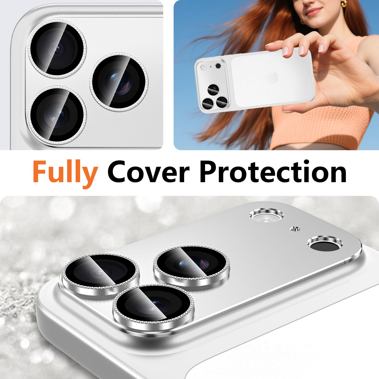 Iphone 17 Promax İçin Tam Kaplayan Safir Kamera Koruma Lensi gri