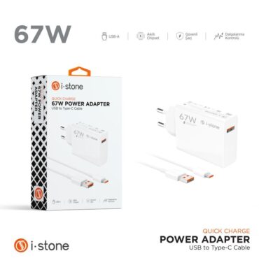 İ-STONE STN-67 67W Turbo Şarj Adaptörü + USB To TYPE-C Kablo