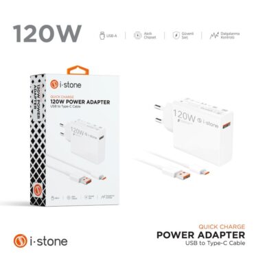 İ-STONE STN-120 120W Turbo Şarj Adaptörü + USB To TYPE-C Kablo - Ermer İletişim