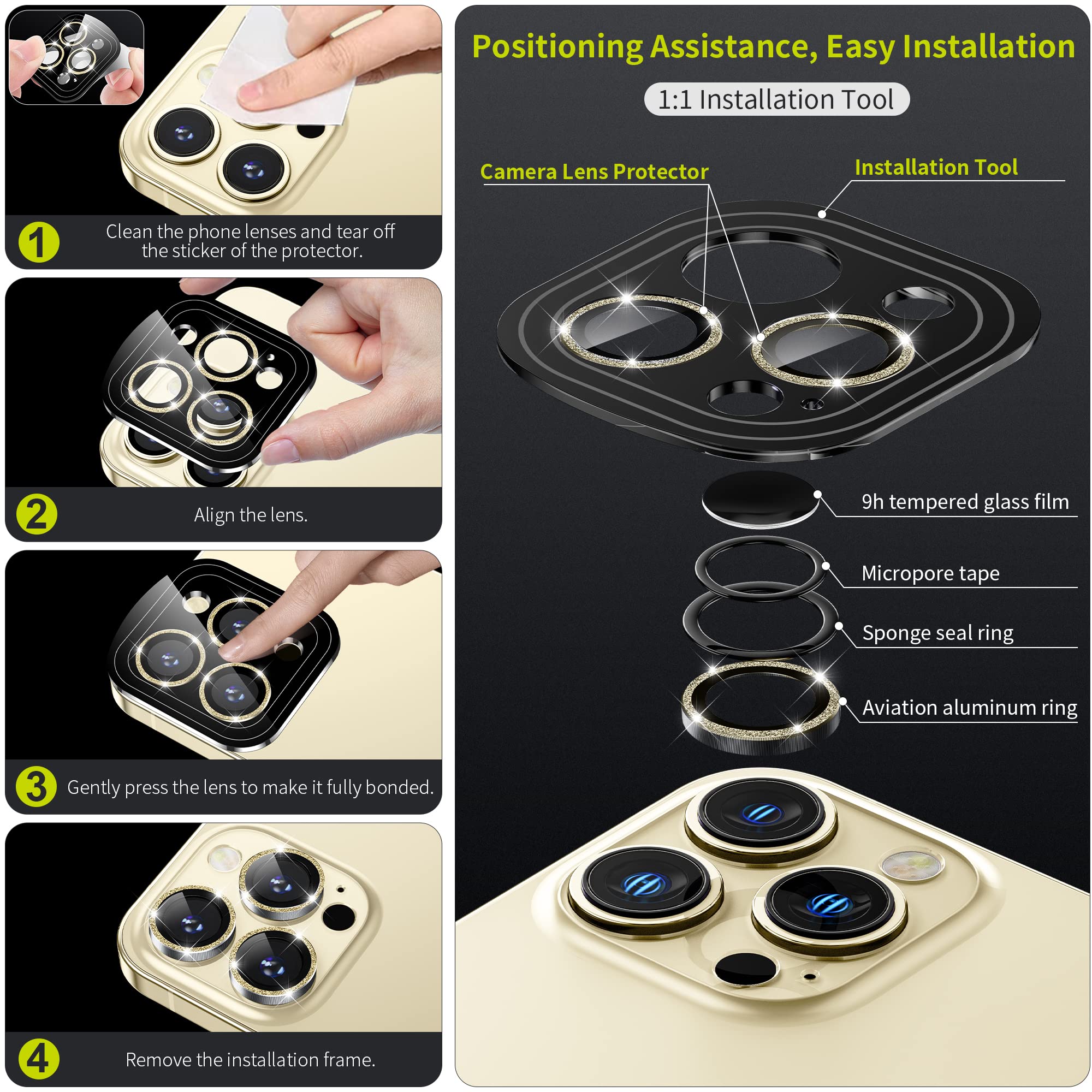 Iphone 14 Promax İçin Safir Kamera Koruma Lensi Altın Gold Iphone 14 Promax İçin Safir Kamera Koruma Lensi Altın Gold