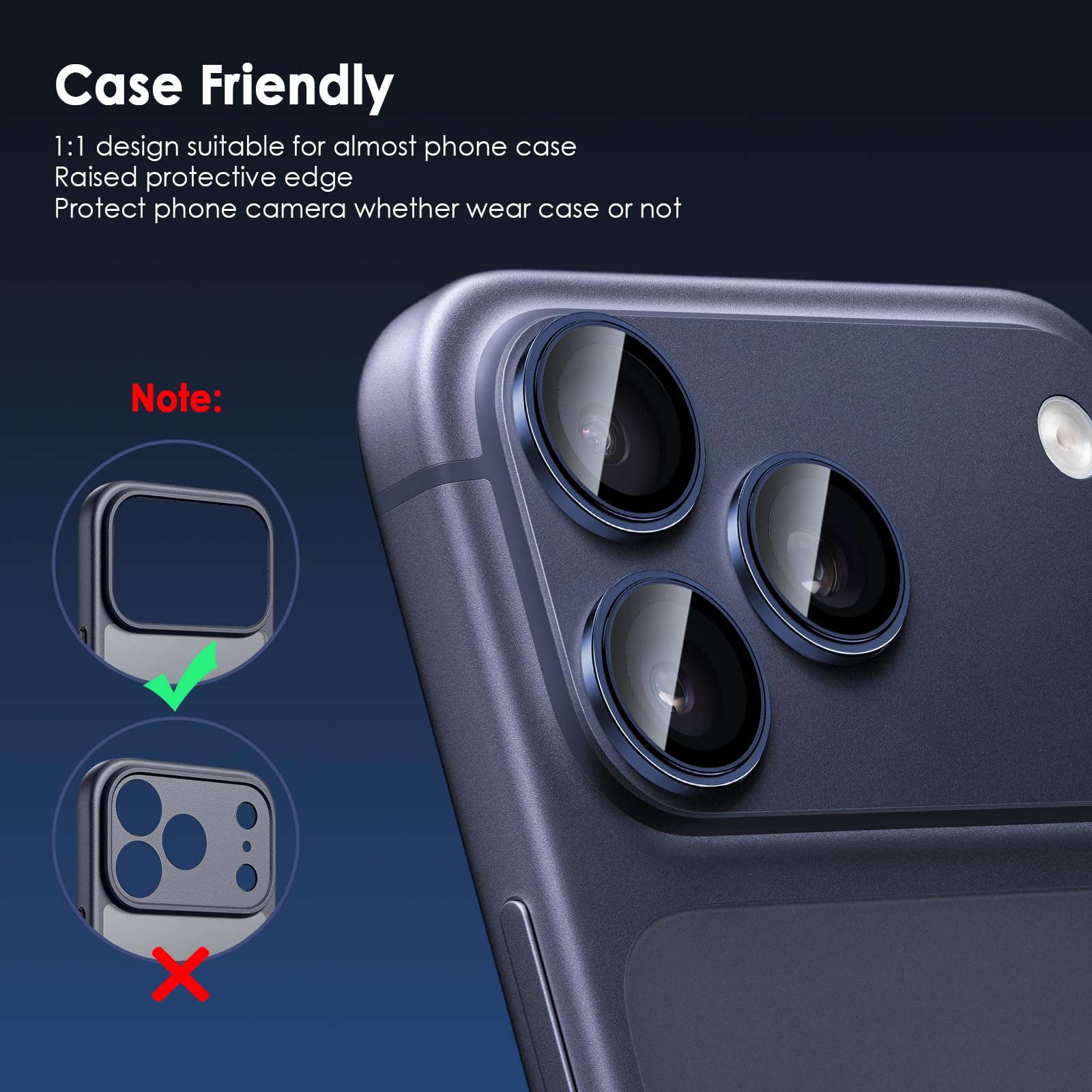 Iphone 17 Pro İçin Safir Kamera Koruma Lensi Lacivert