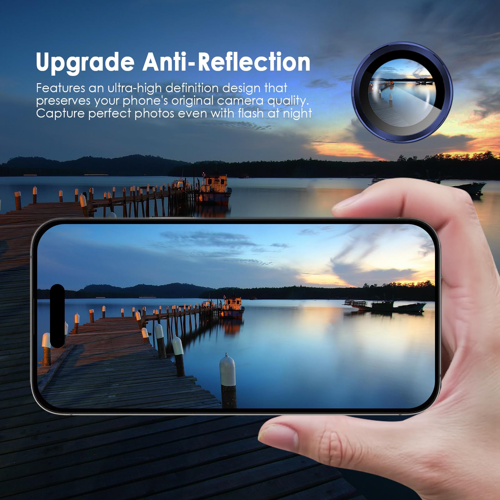 Iphone 17 Pro İçin Safir Kamera Koruma Lensi Lacivert