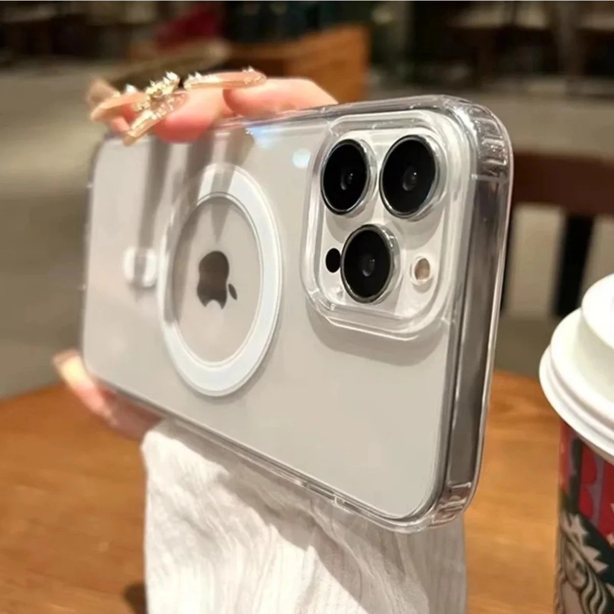 Iphone 14 Promax İçin Magsafe Özellikli Şeffaf Silikon Kılıf Kapak