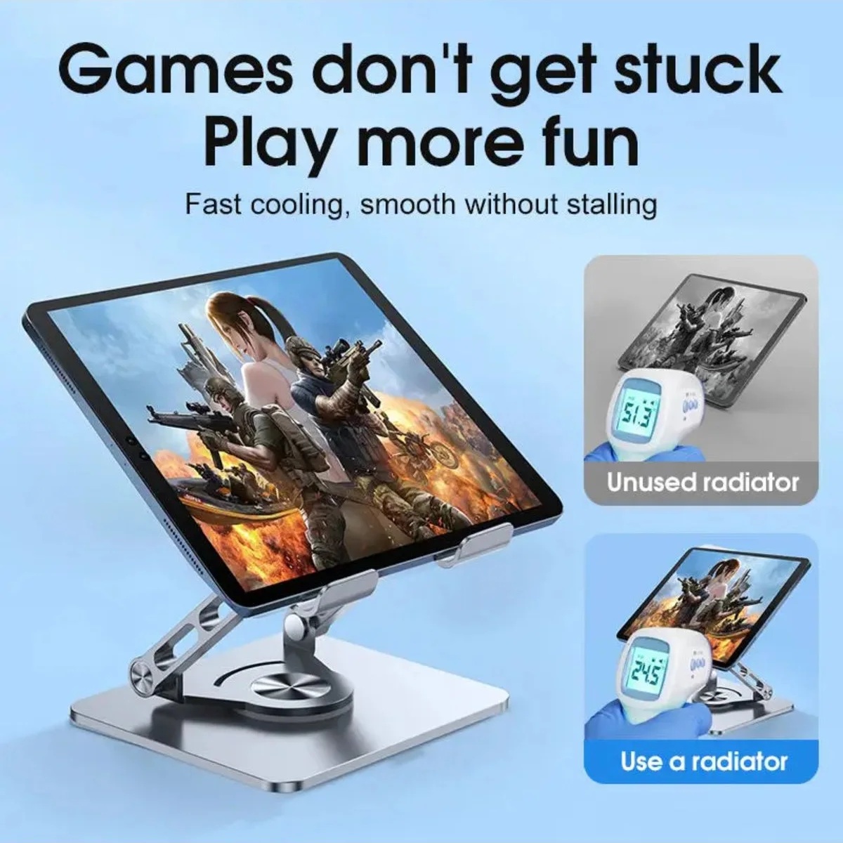 Metal Tablet Standı 360 Derece Dönebilen Açı ve Yükseklik Ayarlı Alüminyum Stant
