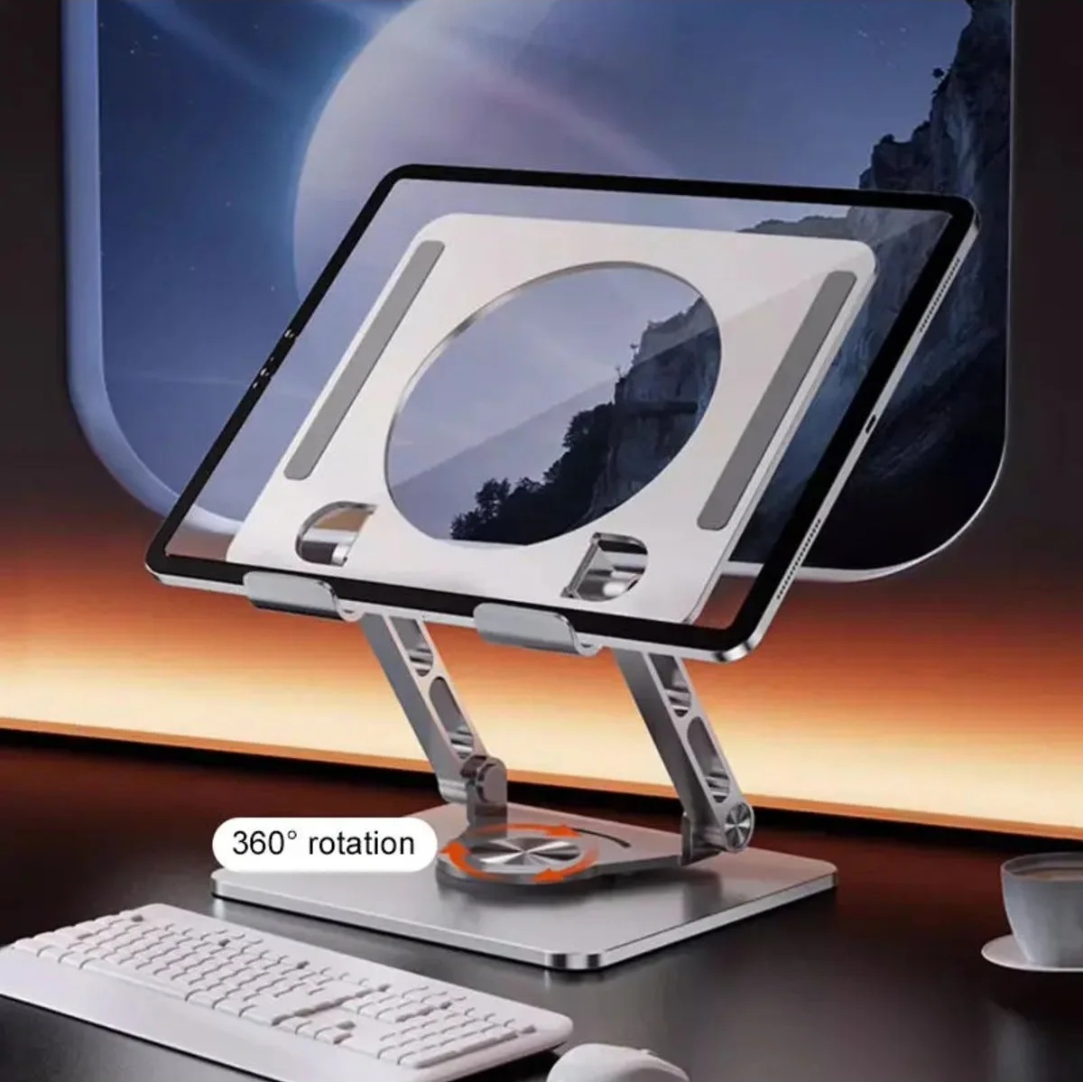 Metal Tablet Standı 360 Derece Dönebilen Açı ve Yükseklik Ayarlı Alüminyum Stant
