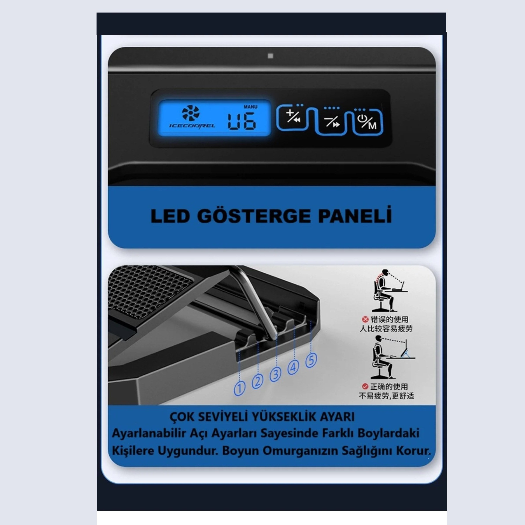 Laptop ve Notebook İçin Ayarlanabilir RGB Işıklı Sessiz Soğutucu Fan Laptop ve Notebook İçin Ayarlanabilir RGB Işıklı Sessiz Soğutucu Fan