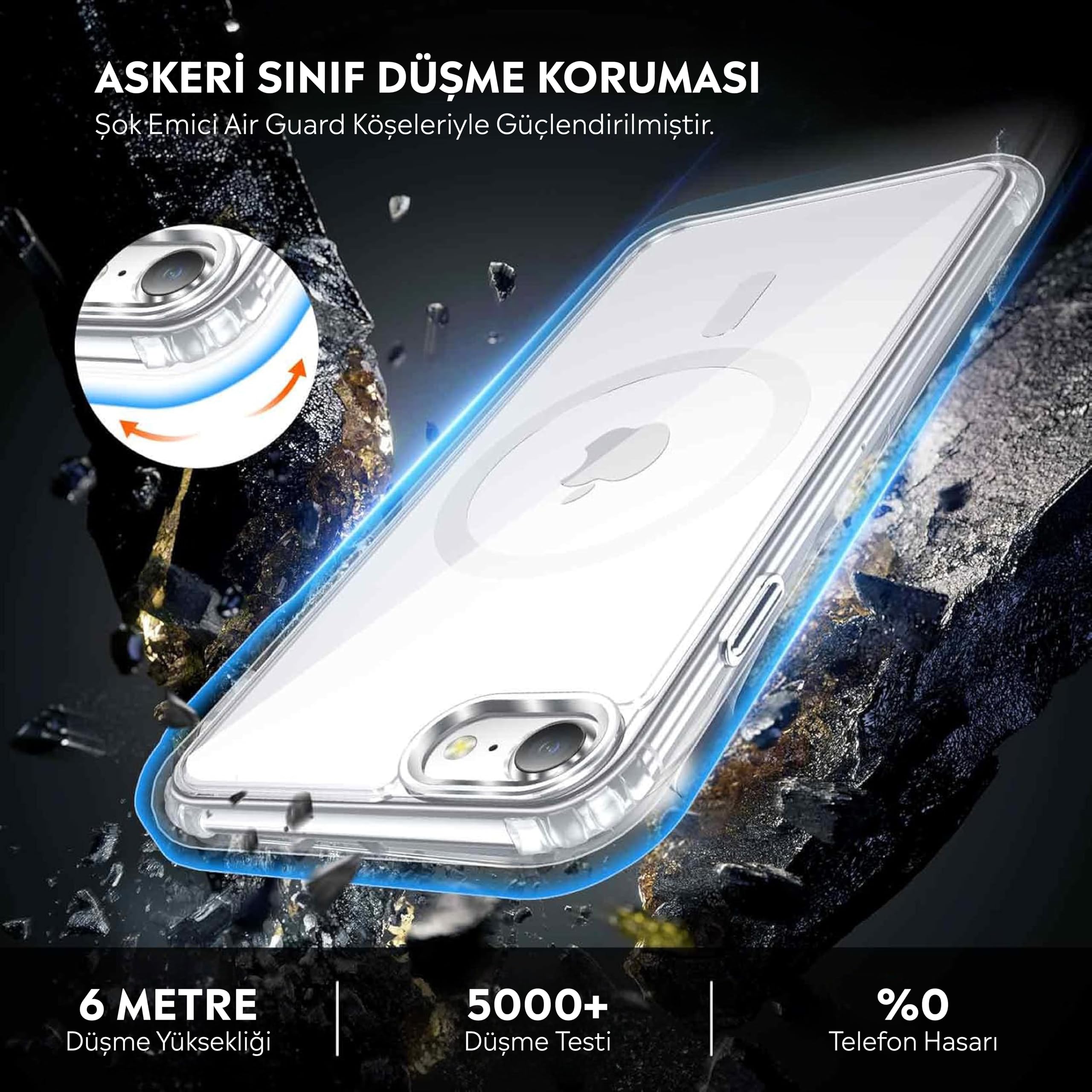 Iphone 7G/8G/SE İçin Magsafe Özellikli Şeffaf Silikon Kılıf Kapak