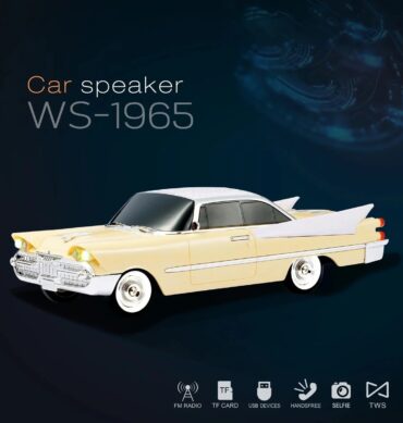 WS-1965 Nostaljik Klasik Araba Tasarımlı Bluetooth Hoparlör (FM Radyo / TWS / TF / USB) Bej Beige