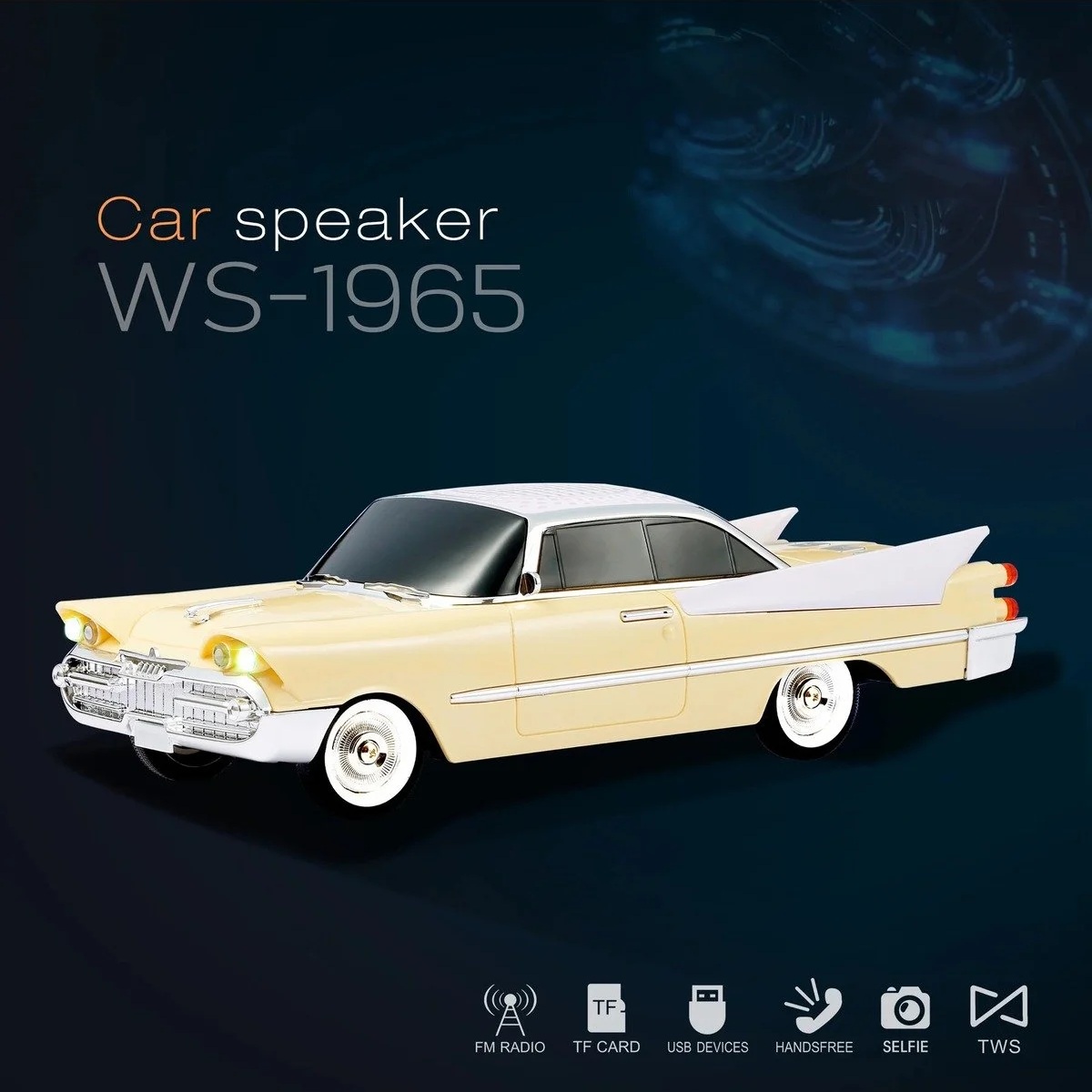 WS-1965 Nostaljik Klasik Araba Tasarımlı Bluetooth Hoparlör (FM Radyo / TWS / TF / USB) Bej Beige WS-1965 Nostaljik Klasik Araba Tasarımlı Bluetooth Hoparlör (FM Radyo / TWS / TF / USB) Bej Beige