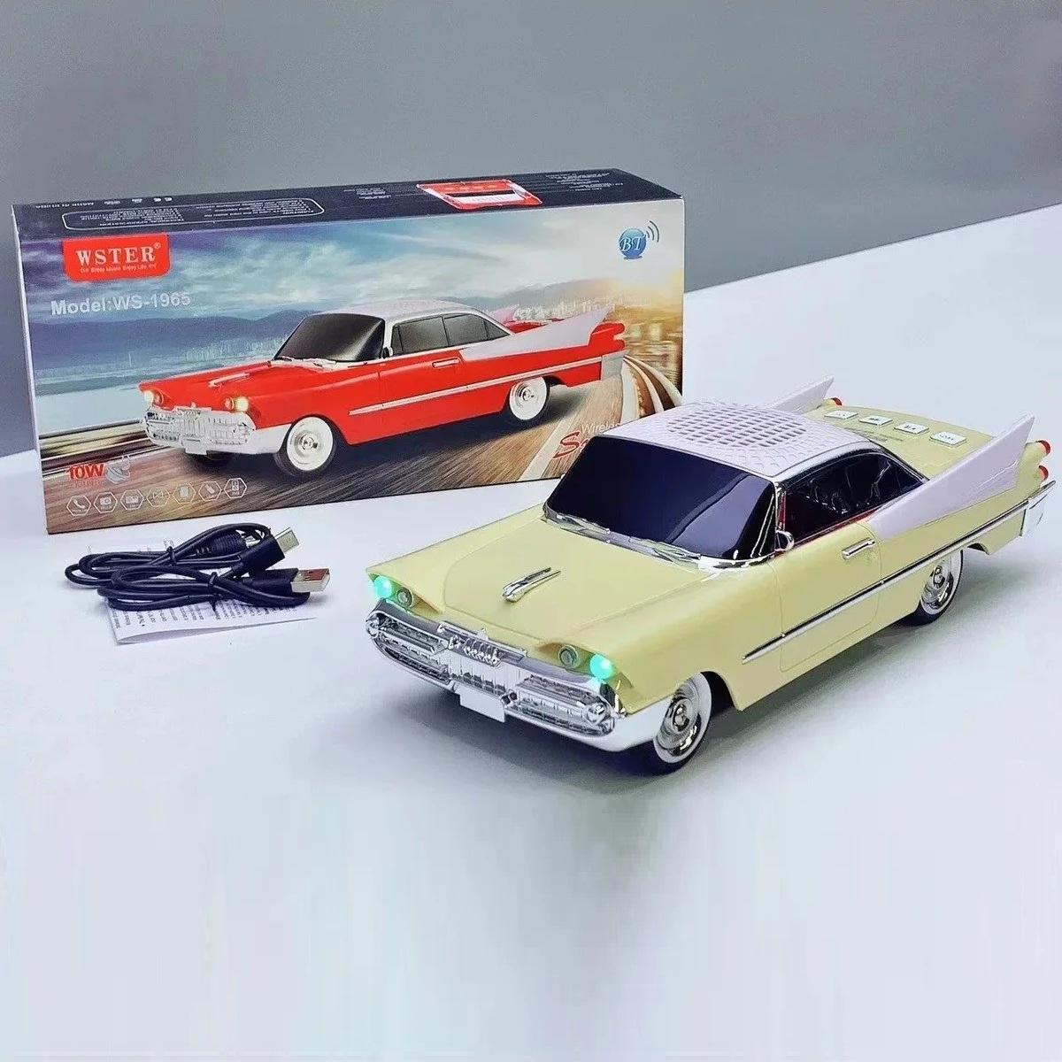 WS-1965 Nostaljik Klasik Araba Tasarımlı Bluetooth Hoparlör (FM Radyo / TWS / TF / USB) Bej Beige WS-1965 Nostaljik Klasik Araba Tasarımlı Bluetooth Hoparlör (FM Radyo / TWS / TF / USB) Bej Beige