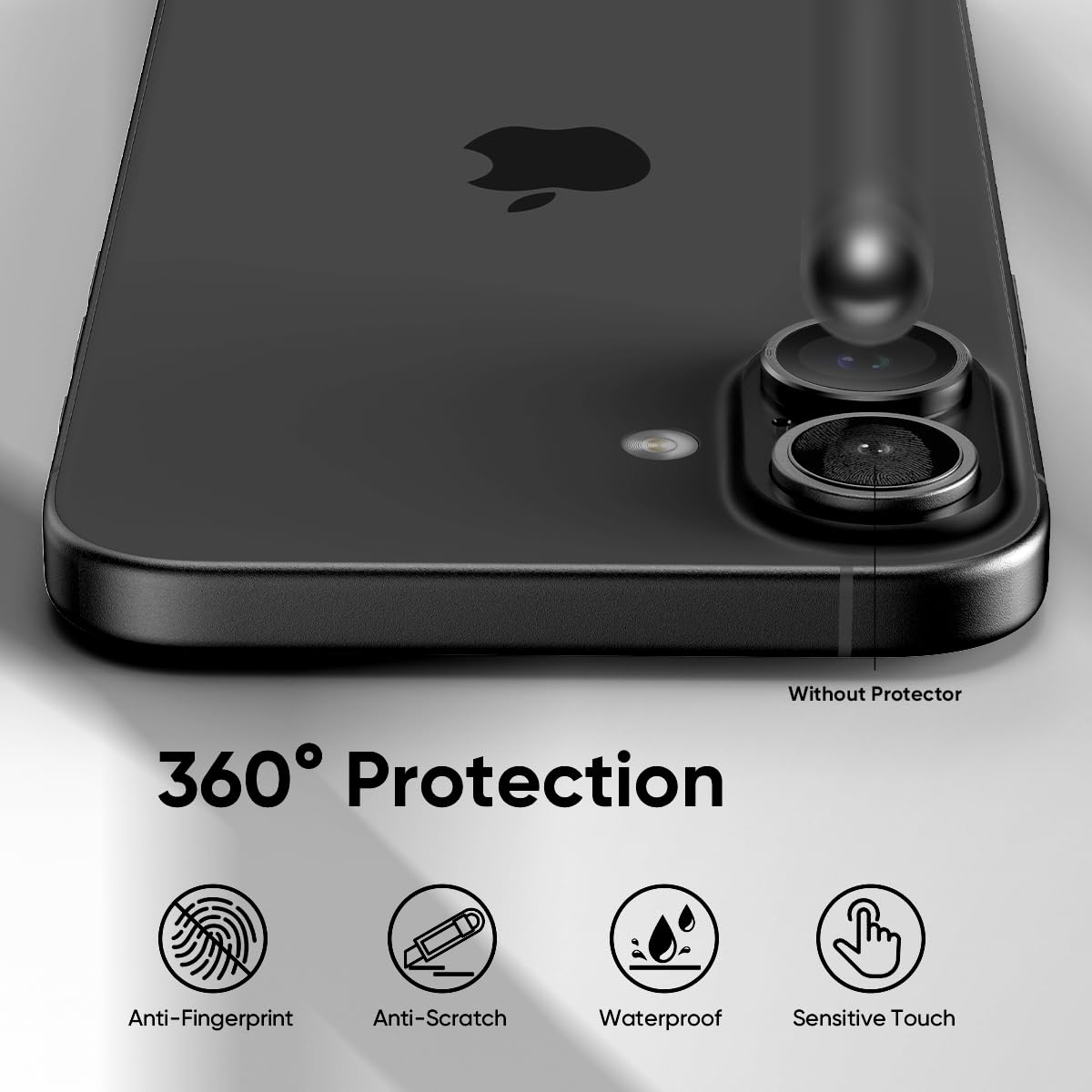 Iphone 16 İçin Safir Kamera Koruma Lensi Siyah
