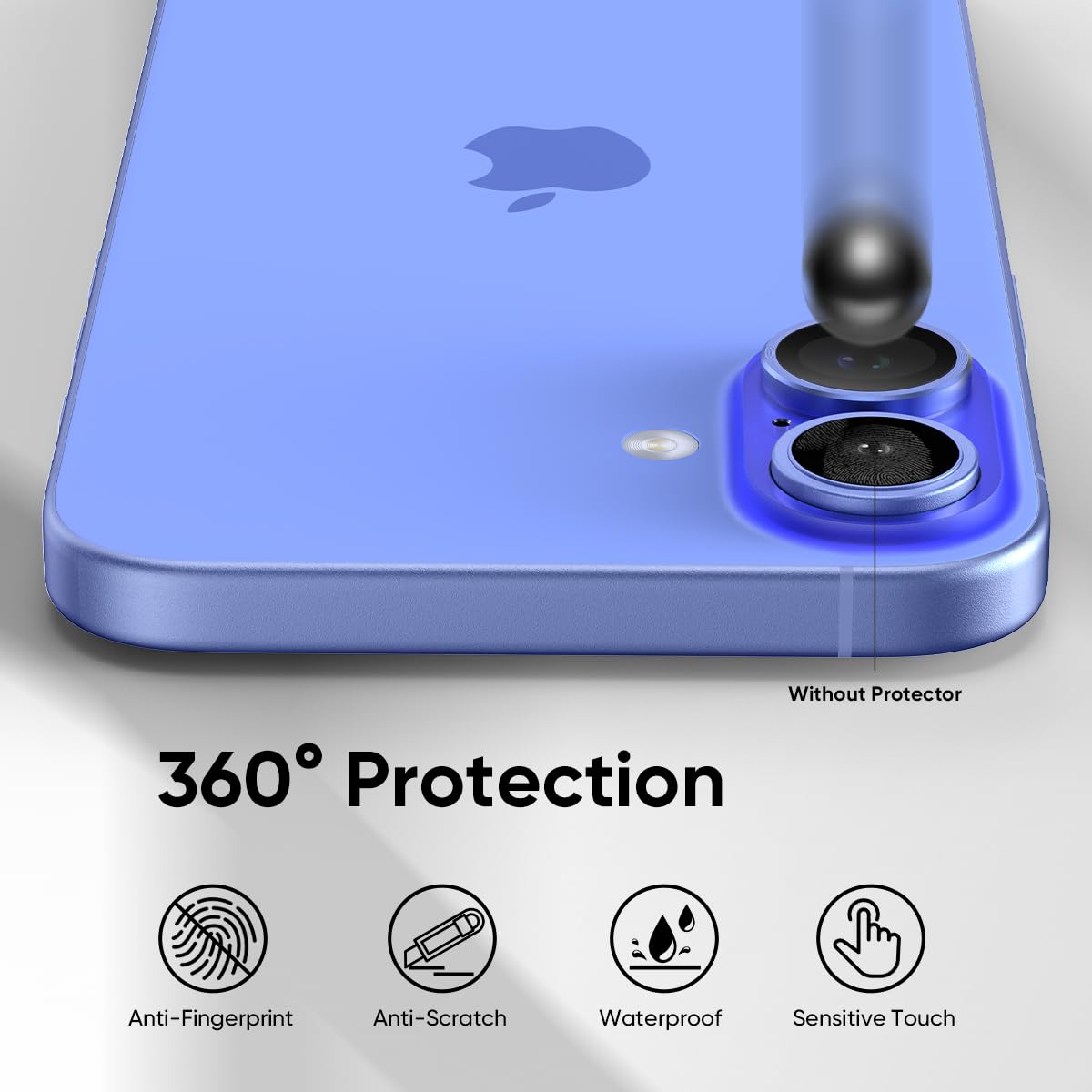 Iphone 16 İçin Safir Kamera Koruma Lensi Laciverttaş Ultramarine Mavi