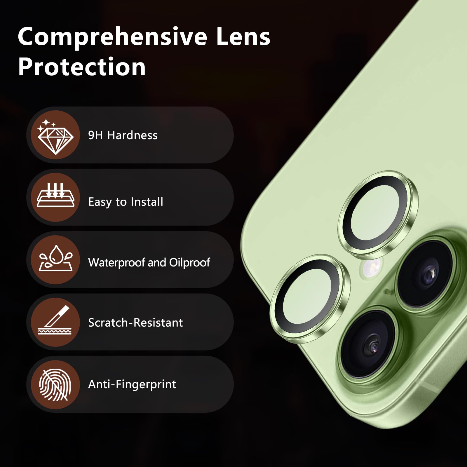 Iphone 17 İçin Safir Kamera Koruma Lensi Yeşil