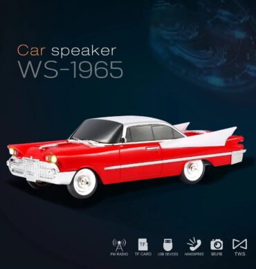 WS-1965 Nostaljik Klasik Araba Tasarımlı Bluetooth Hoparlör (FM Radyo / TWS / TF / USB) Kırmızı Red