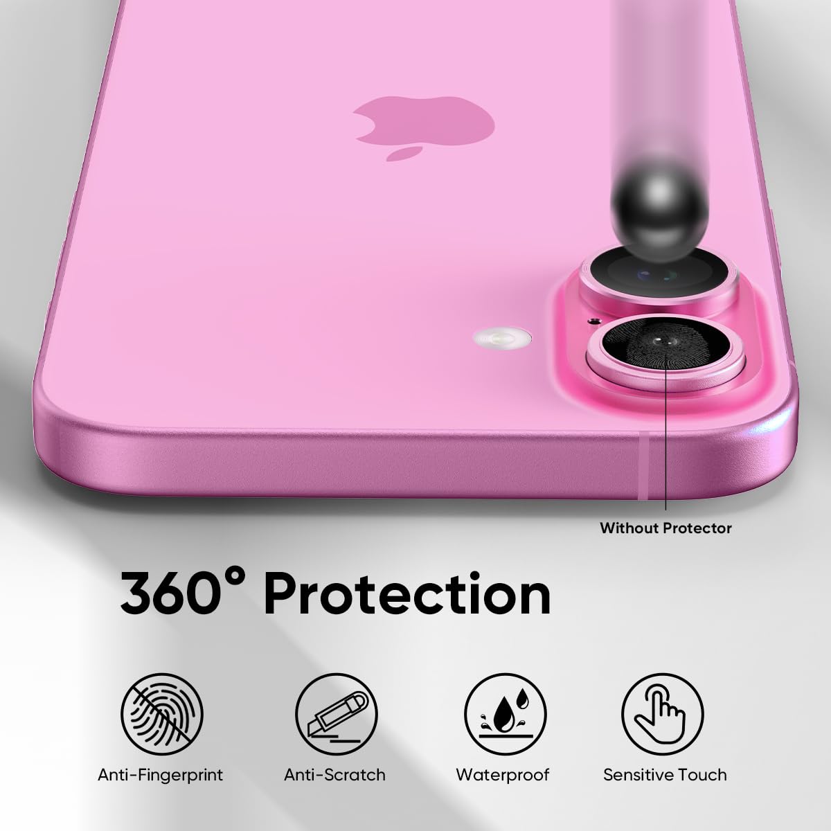 Iphone 16 İçin Safir Kamera Koruma Lensi Pembe Iphone 16 İçin Safir Kamera Koruma Lensi Pembe