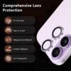 Iphone 17 İçin Safir Kamera Koruma Lensi Lavanta