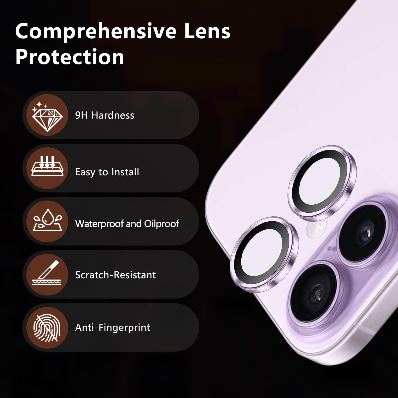Iphone 17 İçin Safir Kamera Koruma Lensi Lavanta