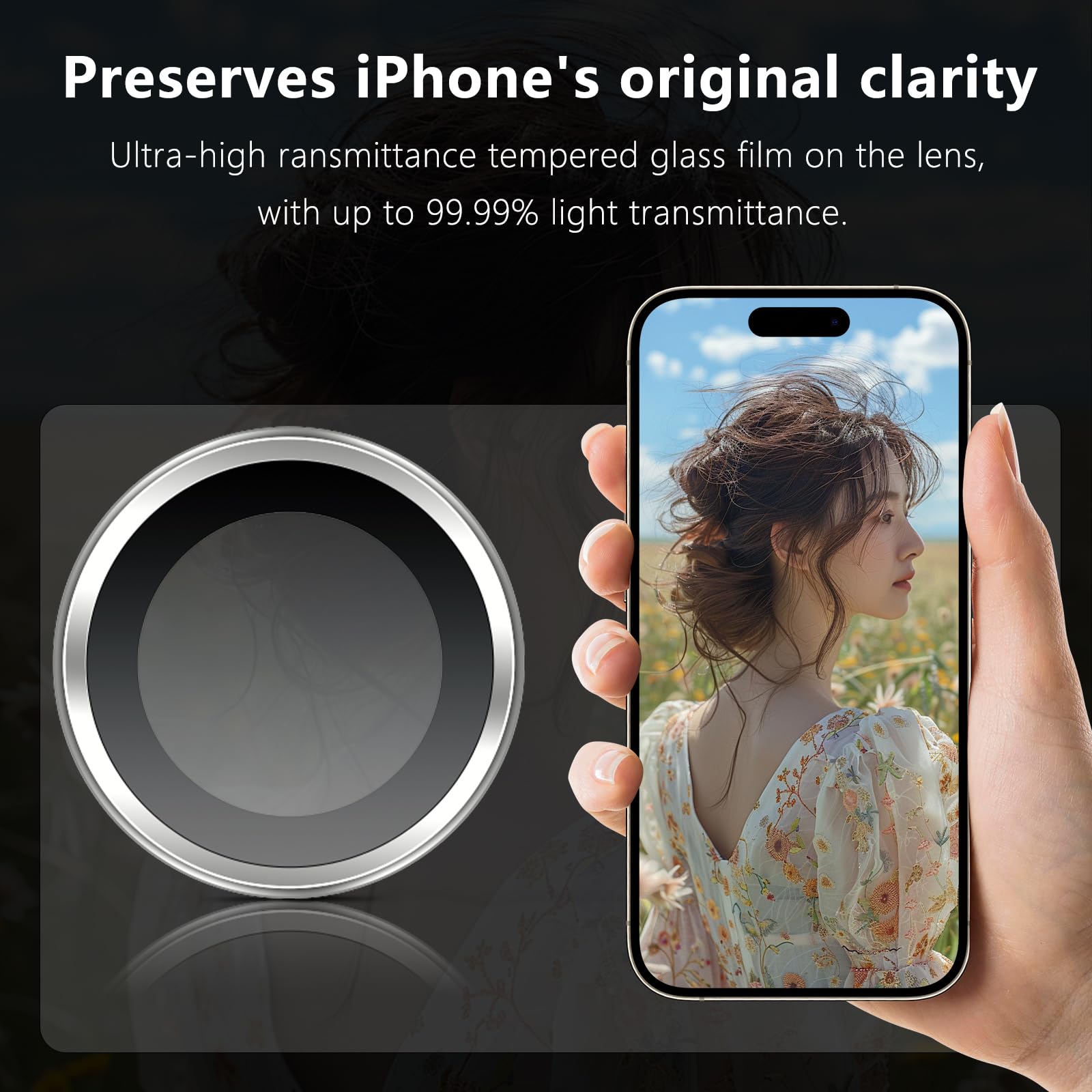 Iphone 17 İçin Safir Kamera Koruma Lensi Gri