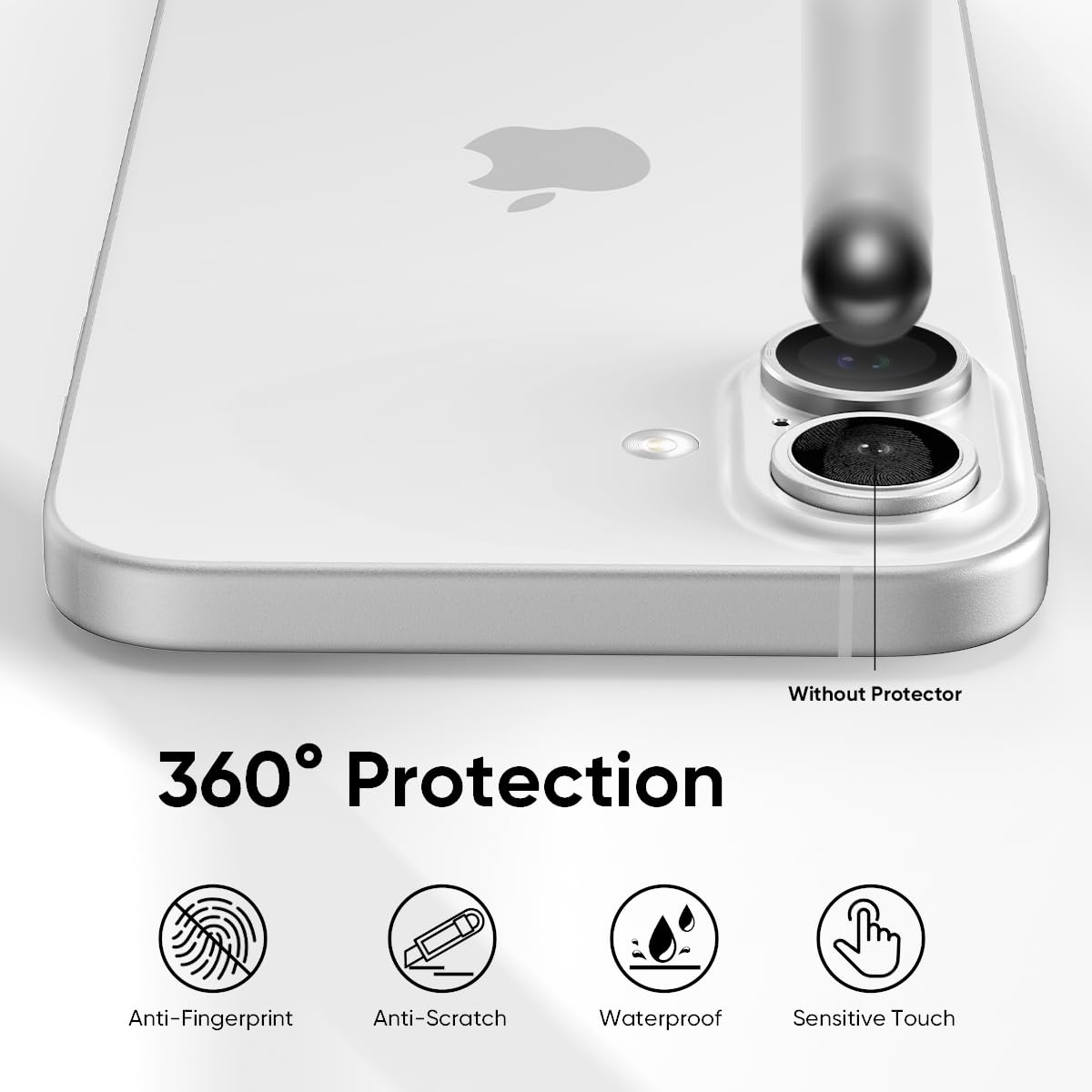 Iphone 16 Plus İçin Safir Kamera Koruma Lensi Silver Gümüş Gri
