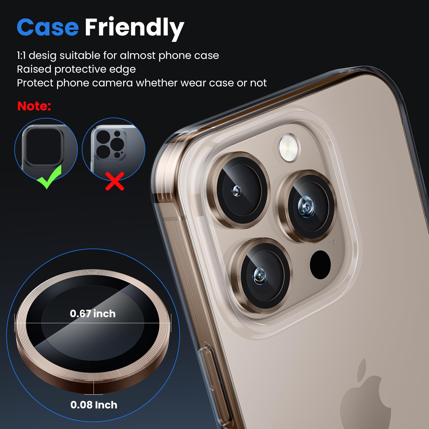 Iphone 16 Promax İçin Safir Kamera Koruma Lensi Çöl Titanyum