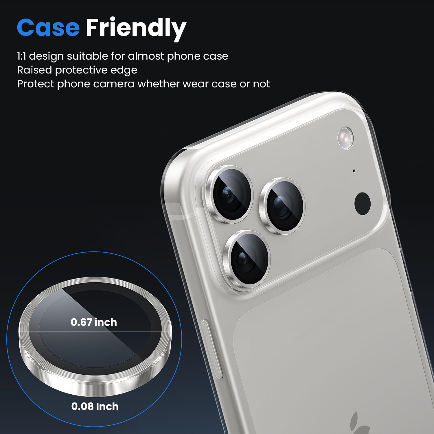 Iphone 18 Pro İçin Safir Kamera Koruma Lensi Gri