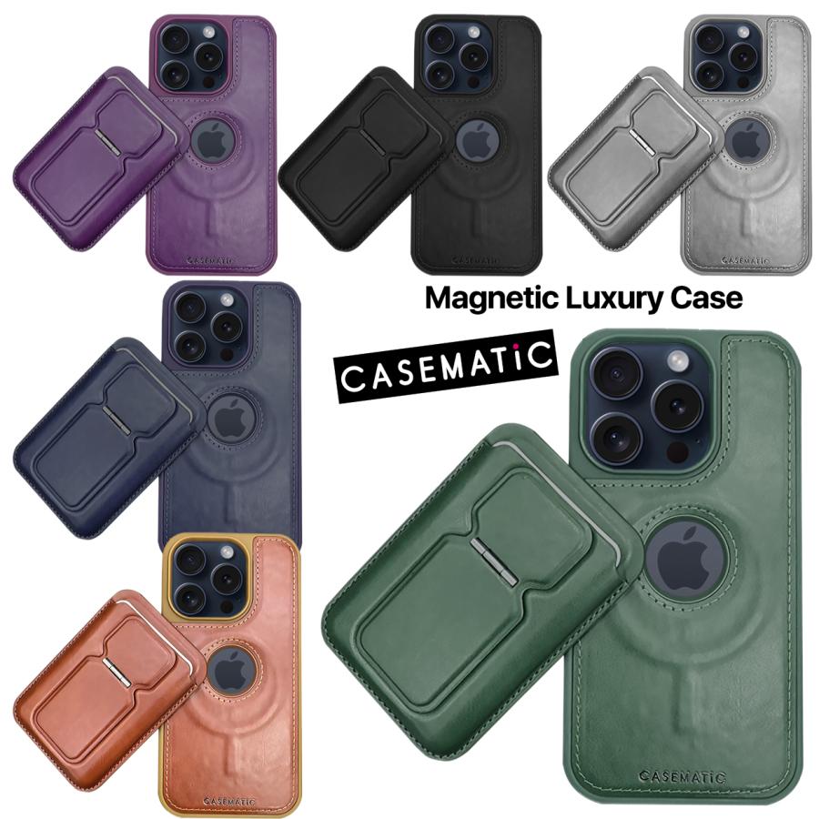 siyah1 IPHONE 16 PRO İÇİN MAGSAFE CÜZDANLI MIKNATISLI LÜKS DERİ KILIF SİYAH